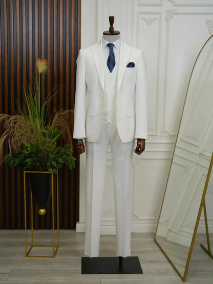 Brabion Aston White Slim Fit 3 Piece Suit brabion