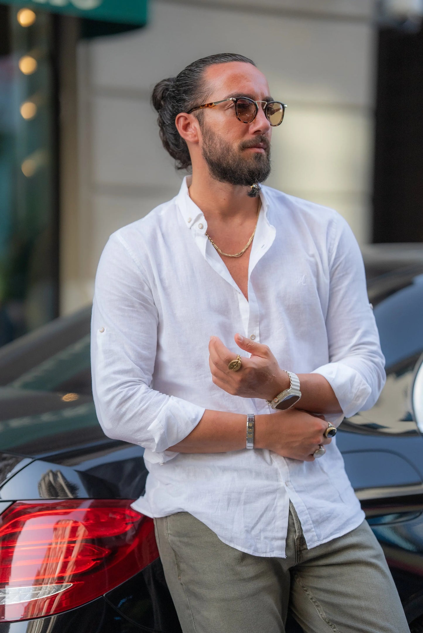 Brabion Alonso White Slim Fit Crosshatch Casual Shirt - BRABION