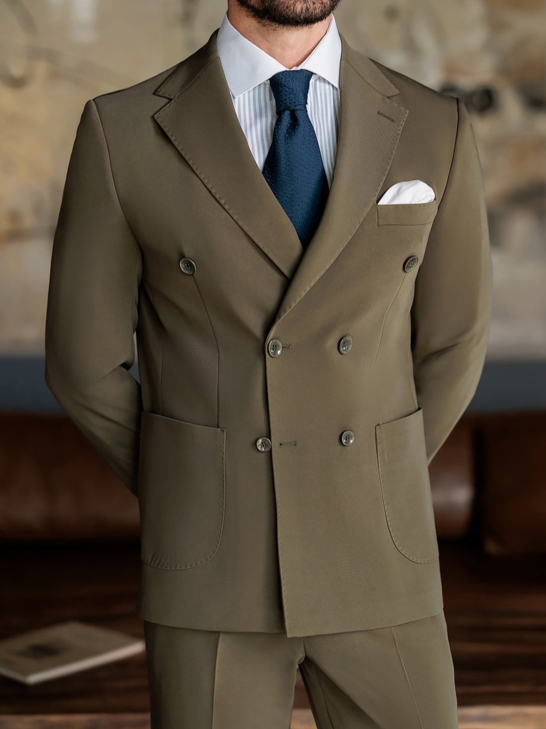 Khaki Double Breasted Suit 2-Piece VIOSSI
