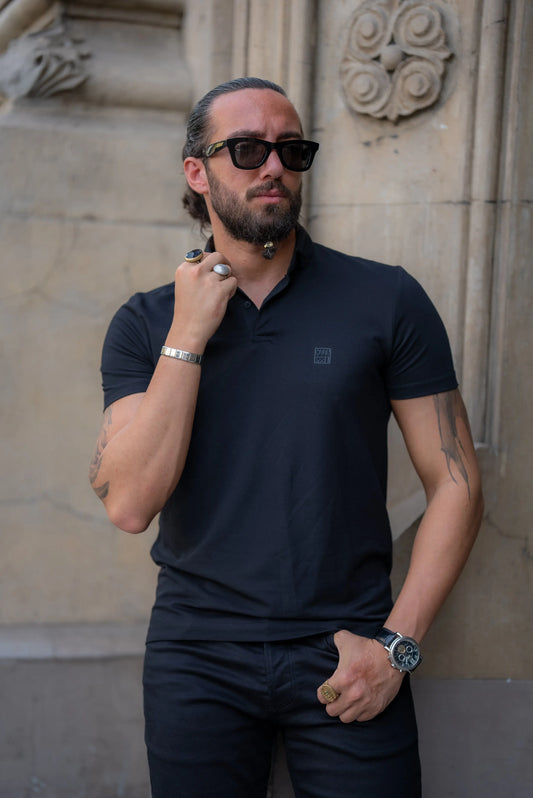 Brabion Alonso Black Slim Fit Polo T-Shirt - BRABION