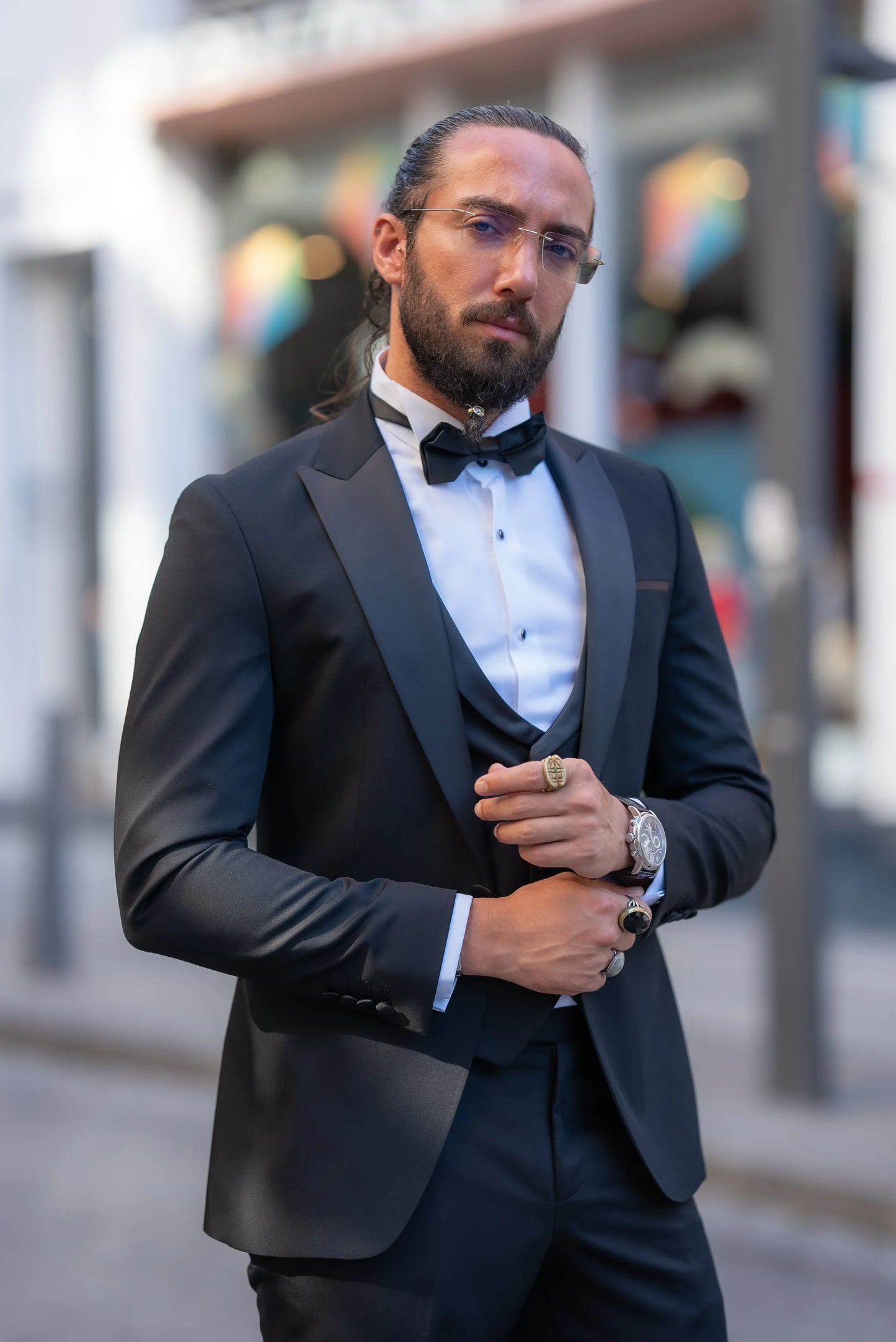 Brabion Alonso Black Slim Fit Peak Lapel Tuxedo – Elevate Your Formal Look - BRABION