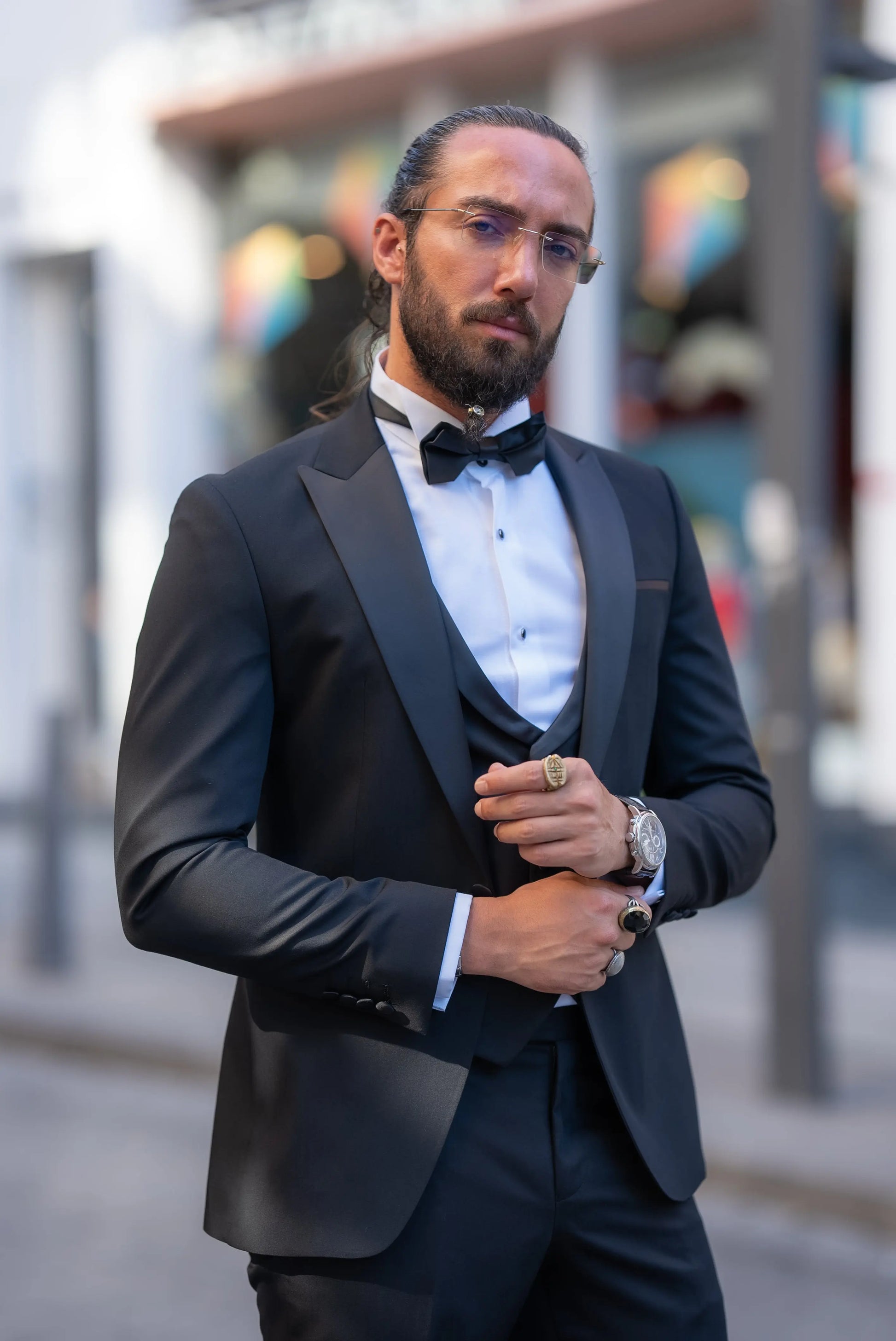 Brabion Alonso Black Slim Fit Peak Lapel Tuxedo – Elevate Your Formal Look - BRABION