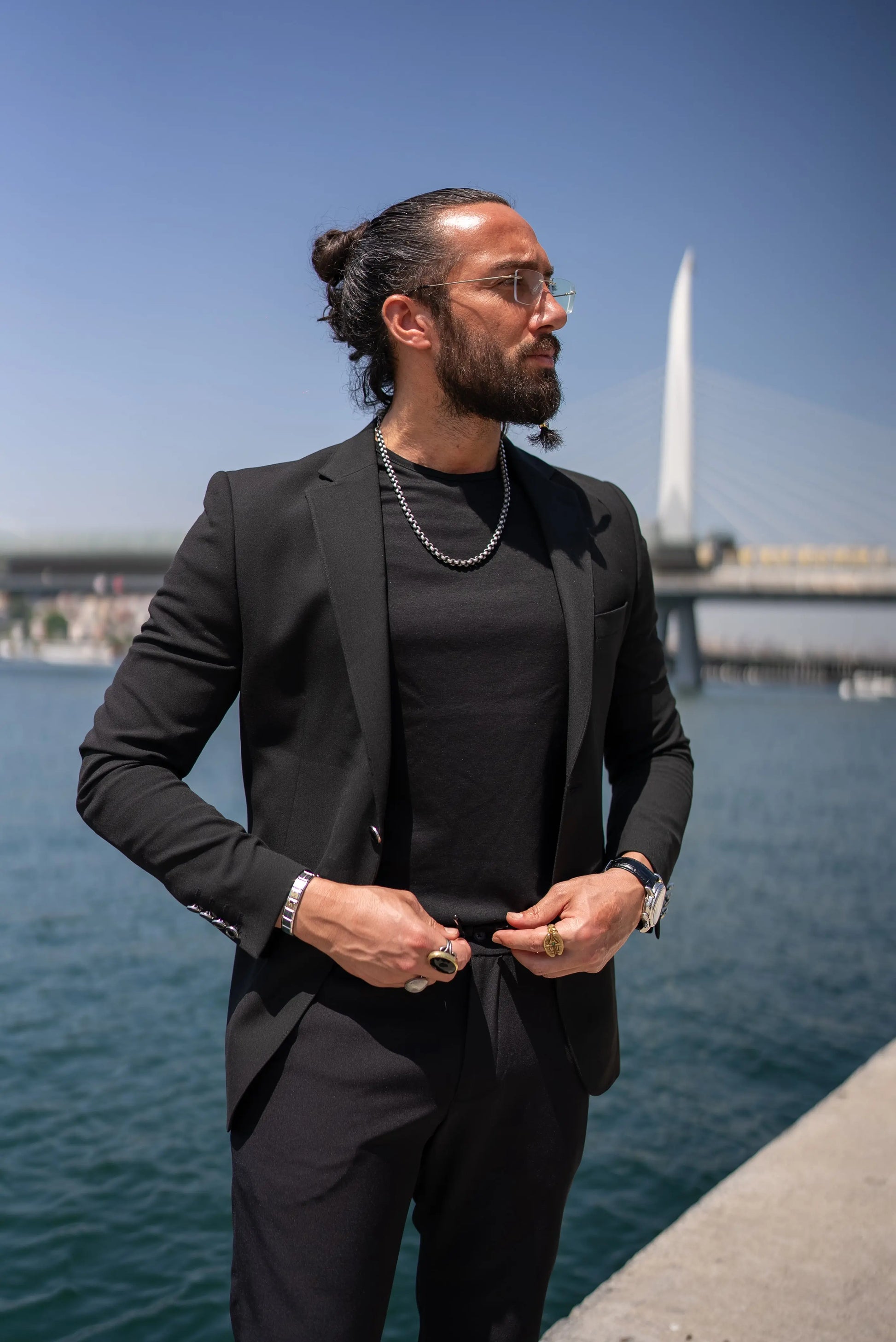Brabion Massimo Black Slim Fit Notch Lapel Blazer - BRABION