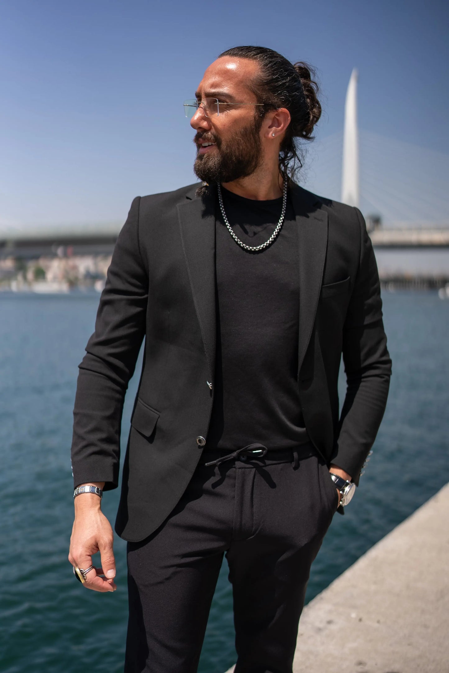 Brabion Massimo Black Slim Fit Notch Lapel Blazer - BRABION