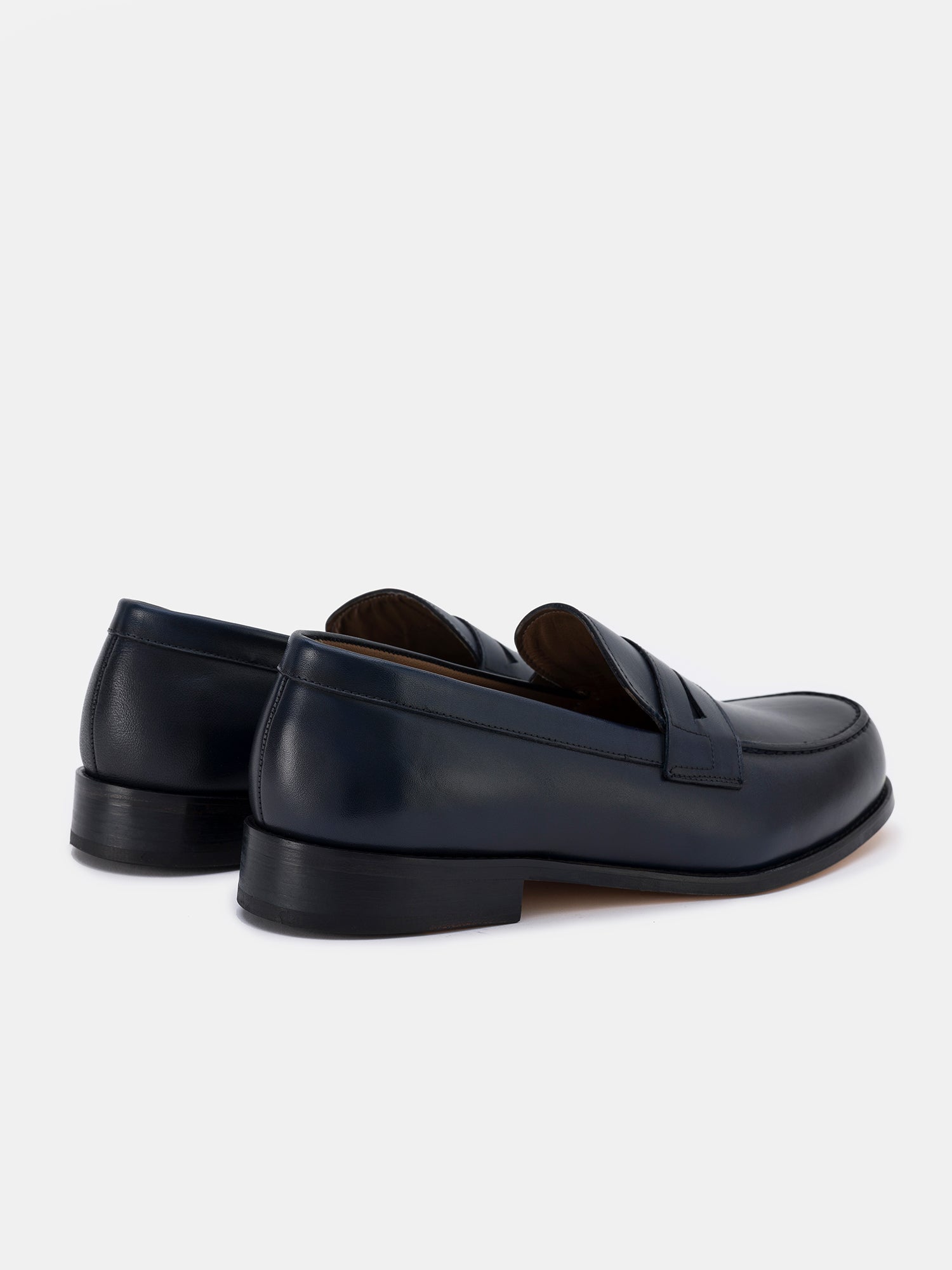 Navy Leather Penny Loafers VIOSSI