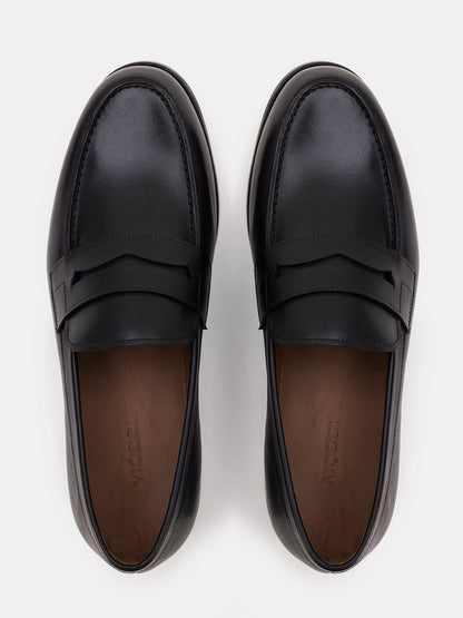 Black Leather Penny Loafers VIOSSI