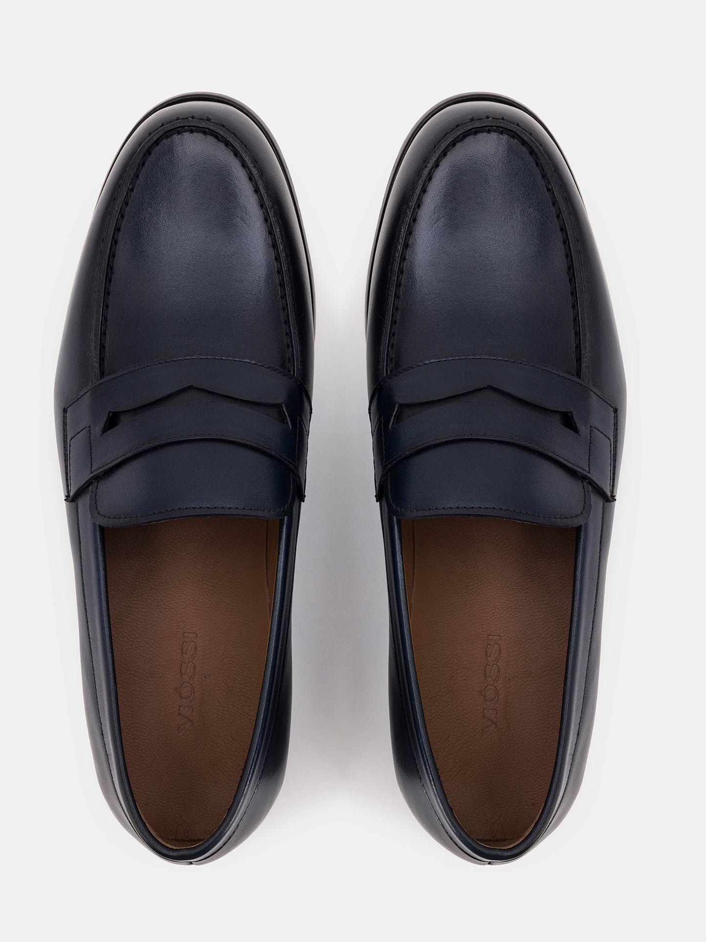 Navy Leather Penny Loafers VIOSSI