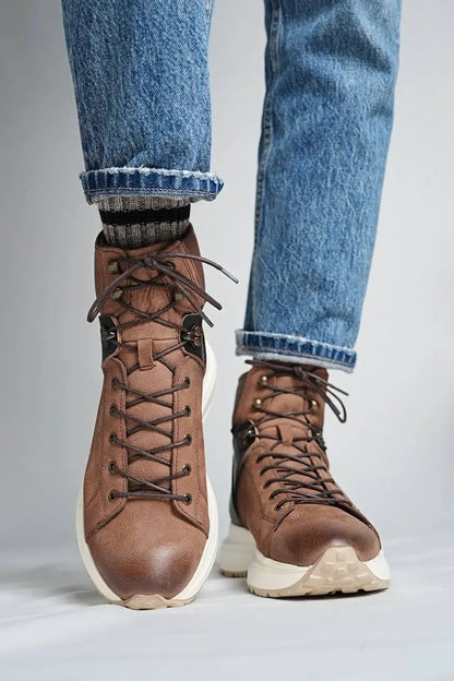 Bojoni Omaha Leather Brown Boots Shoes