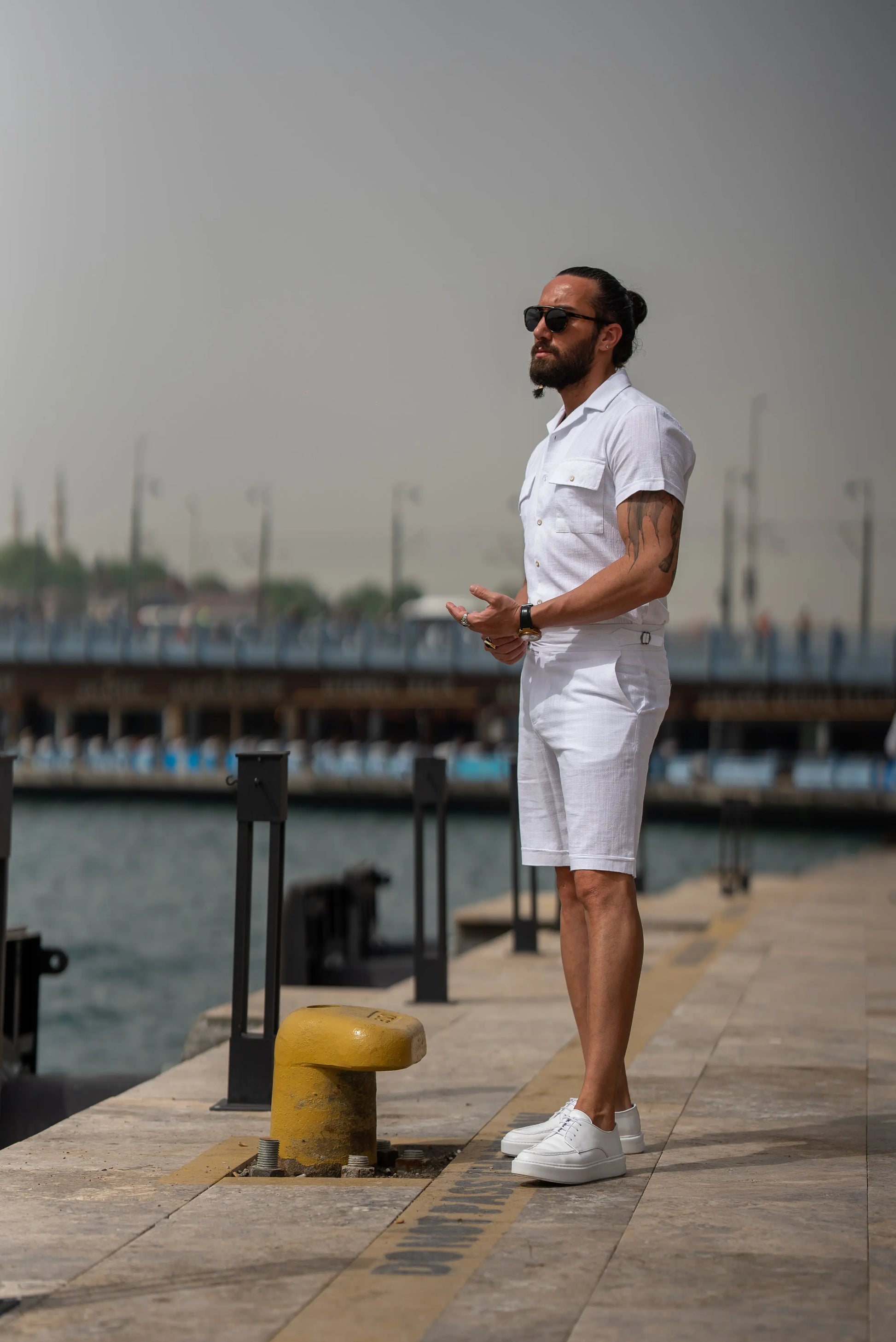 Brabion Maison White Slim Fit Textured Cotton Shirt - BRABION
