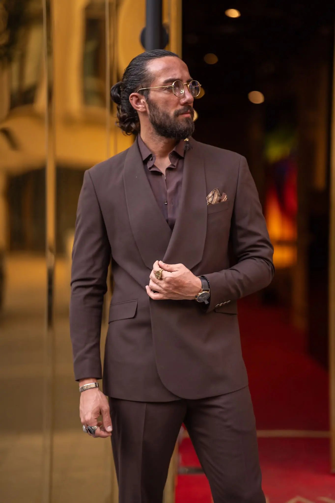 Ardean Brown Slim Fit Shawl Lapel 2 Piece Suit - Elegant Versatility for Every Occasion brabion