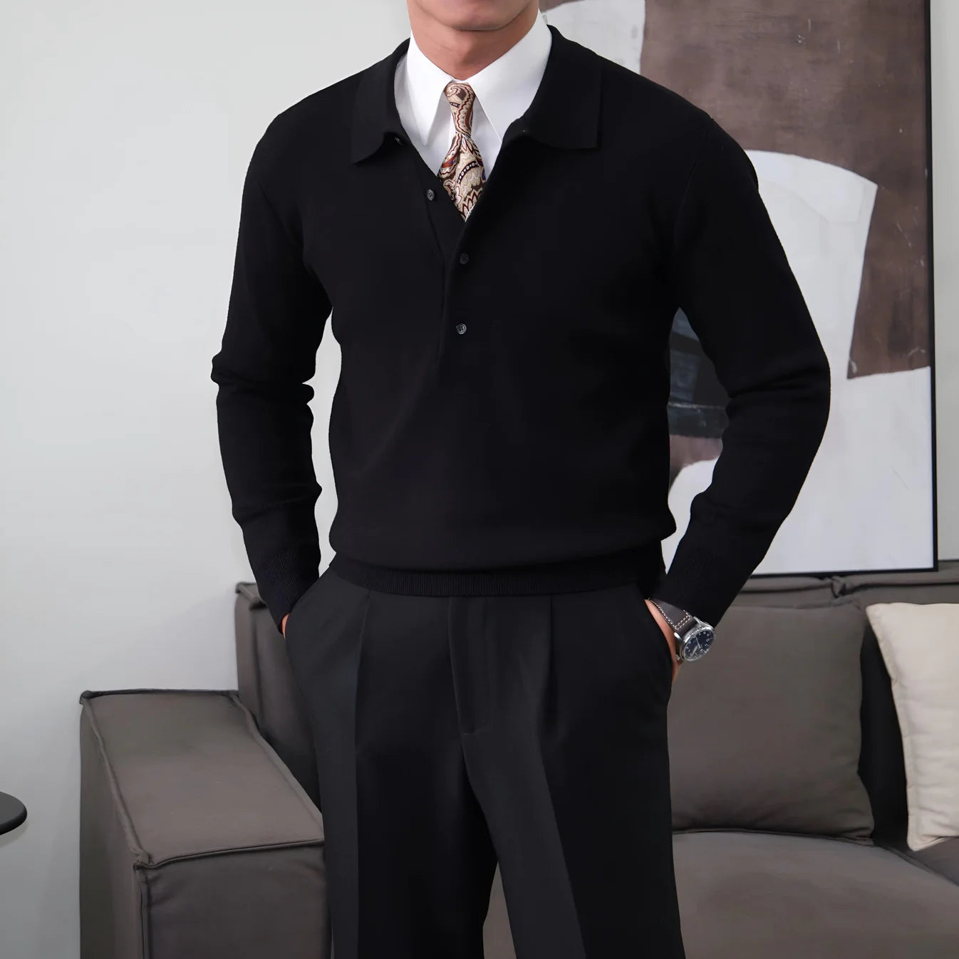 Men's Textured Knit Polo - BRABION