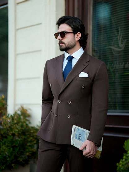 Brown Double Breasted Suit 2-Piece VIOSSI