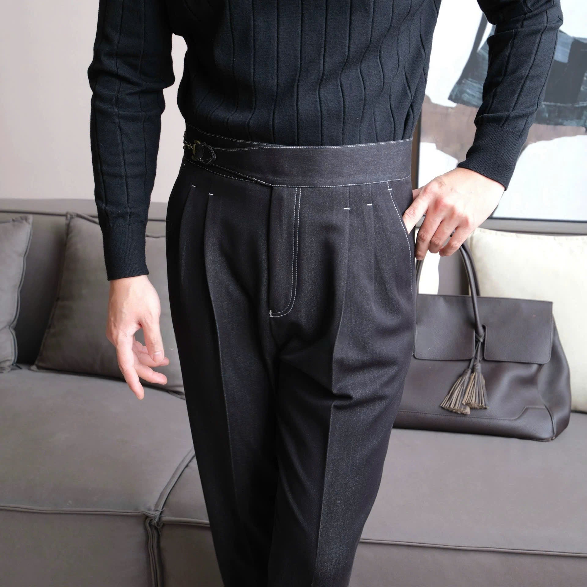 Gurkha Double-Pleat Denim Trousers - BRABION