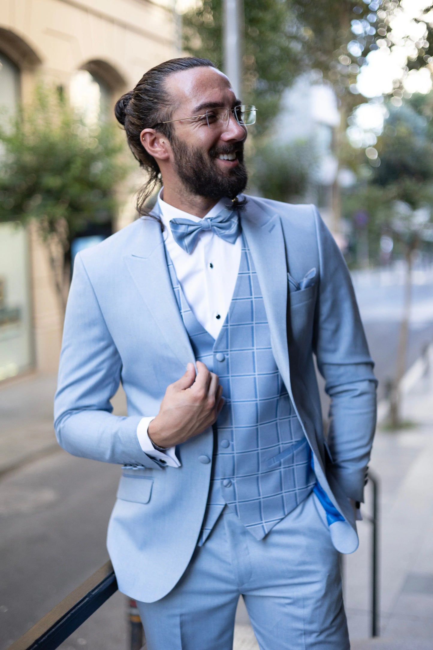 Brabion Amadeo Blue Slim Fit Peak Lapel Tuxedo - BRABION