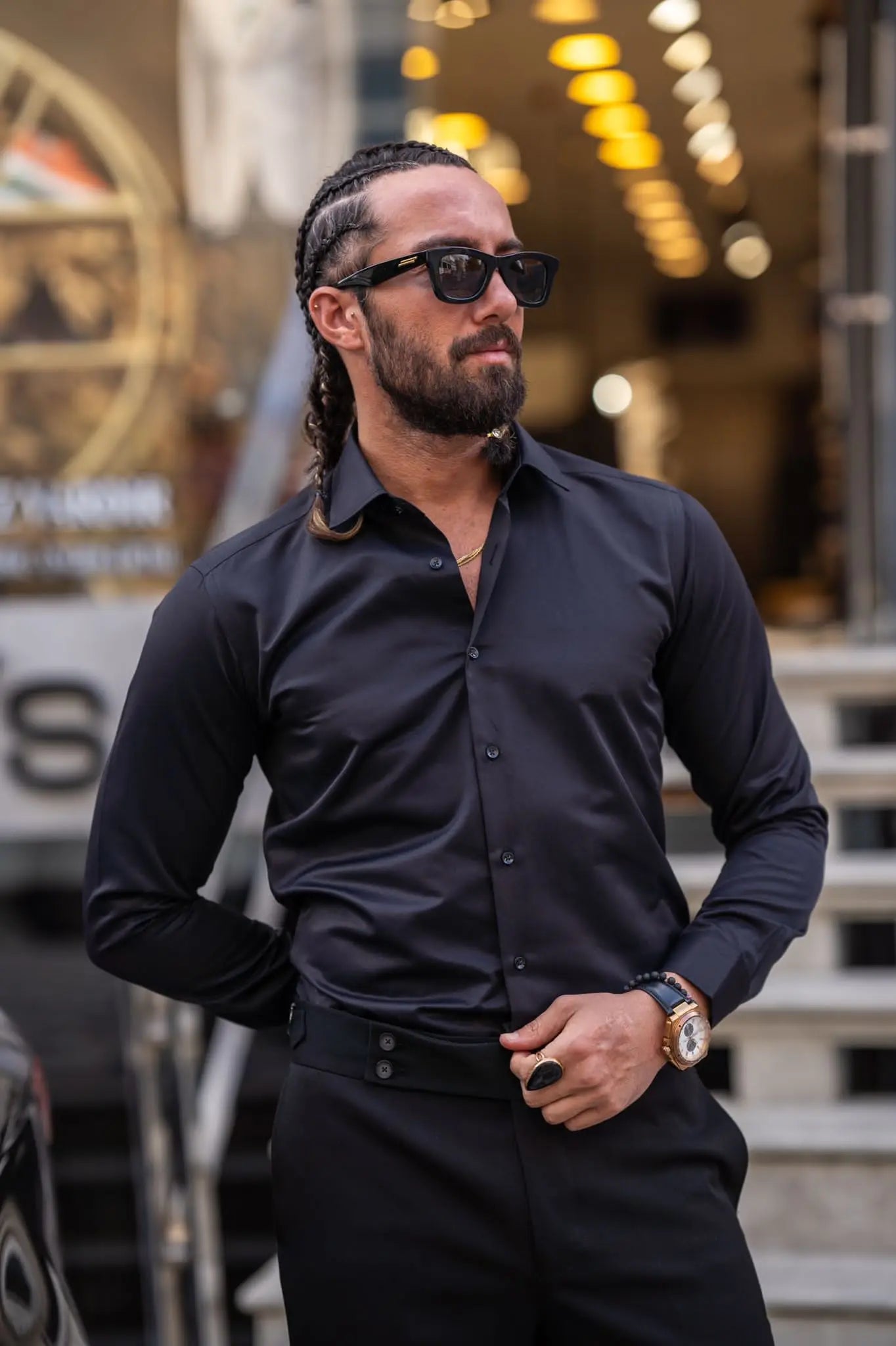 Brabion Ardean Black Slim Fit Buttoned Cotton Shirt - BRABION