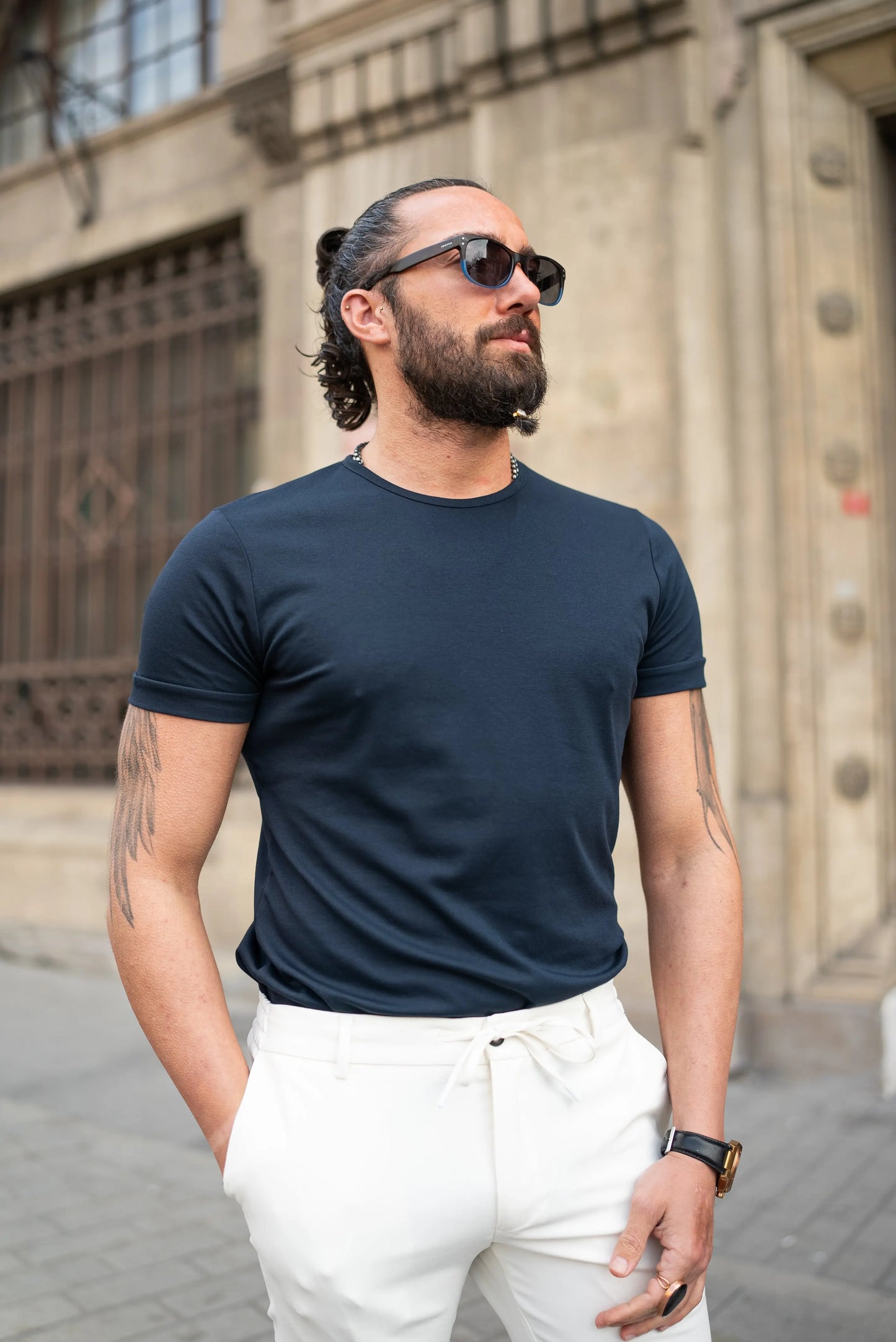 Brabion Vans Navy Blue Slim Fit T-Shirt - BRABION