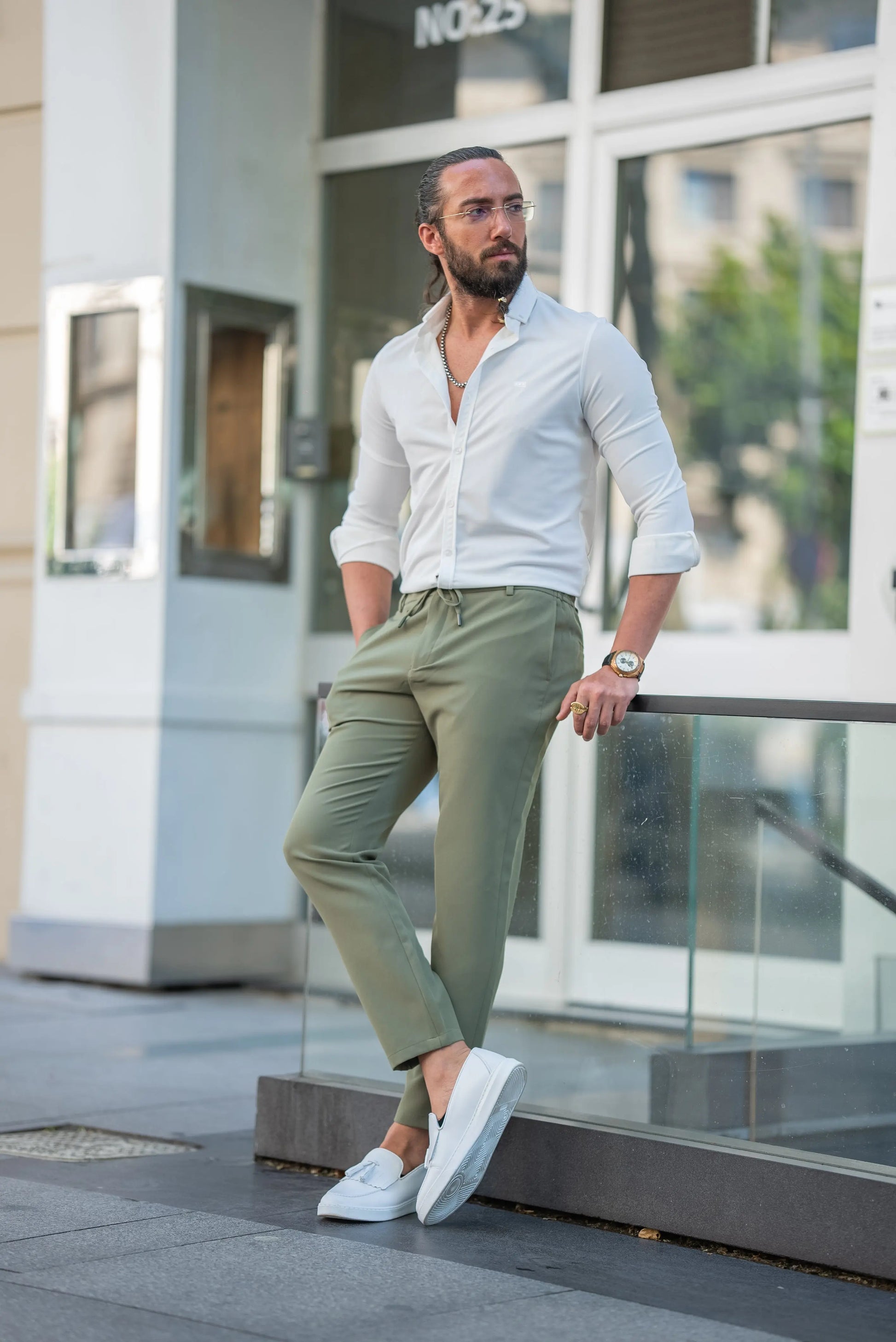 Brabion Alonso White Slim Fit Button Collar Formal Shirt - BRABION