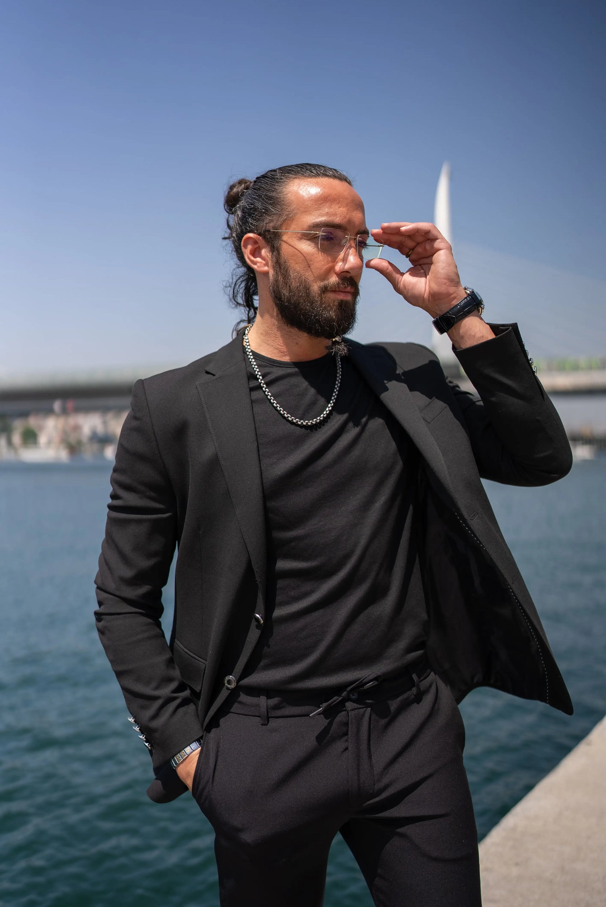 Brabion Massimo Black Slim Fit Notch Lapel Blazer - BRABION