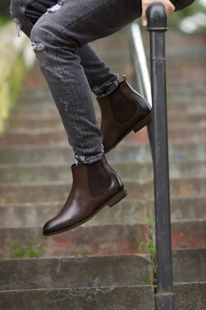 Bojoni Omaha Leather Brown Chelsea Boots Shoes
