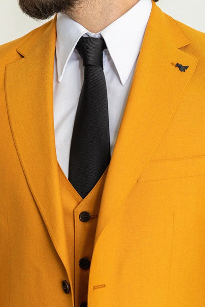 Brabion Elio Mustard Slim Fit Notch Lapel 3 Piece Suit brabion