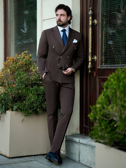 Brown Double Breasted Suit 2-Piece VIOSSI