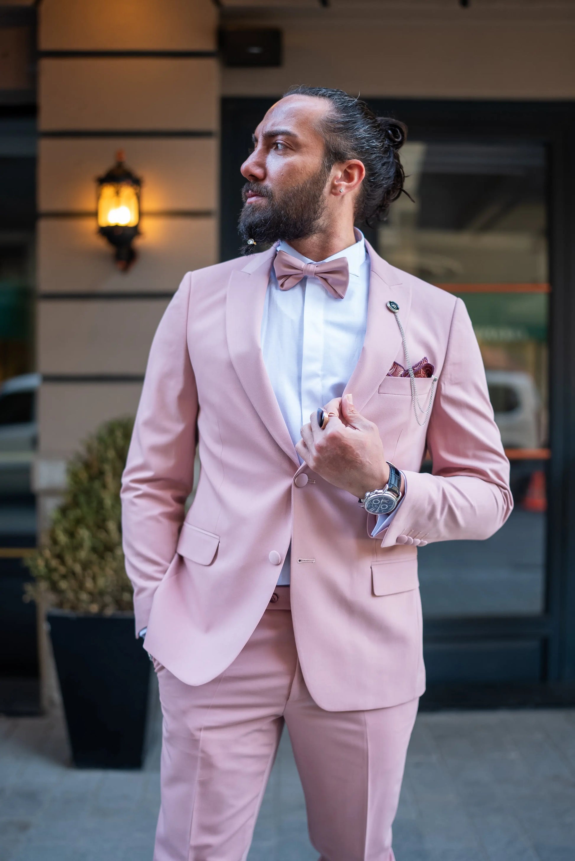 Brabion Massimo Pink Slim Fit Peak Lapel Tuxedo - BRABION