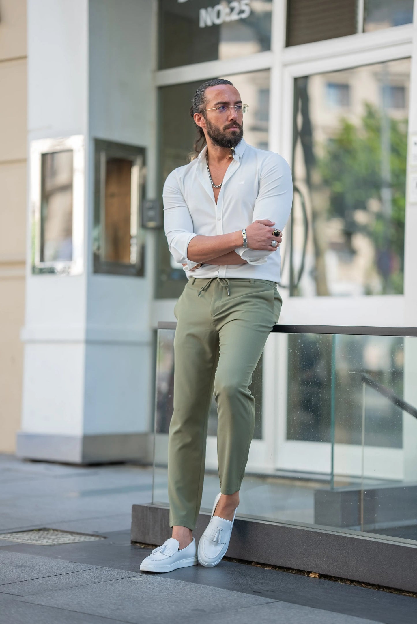 Brabion Alonso White Slim Fit Button Collar Formal Shirt - BRABION
