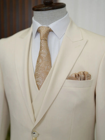 Brabion Aston Beige Slim Fit 3 Piece Suit - Elegance for Every Occasion - BRABION