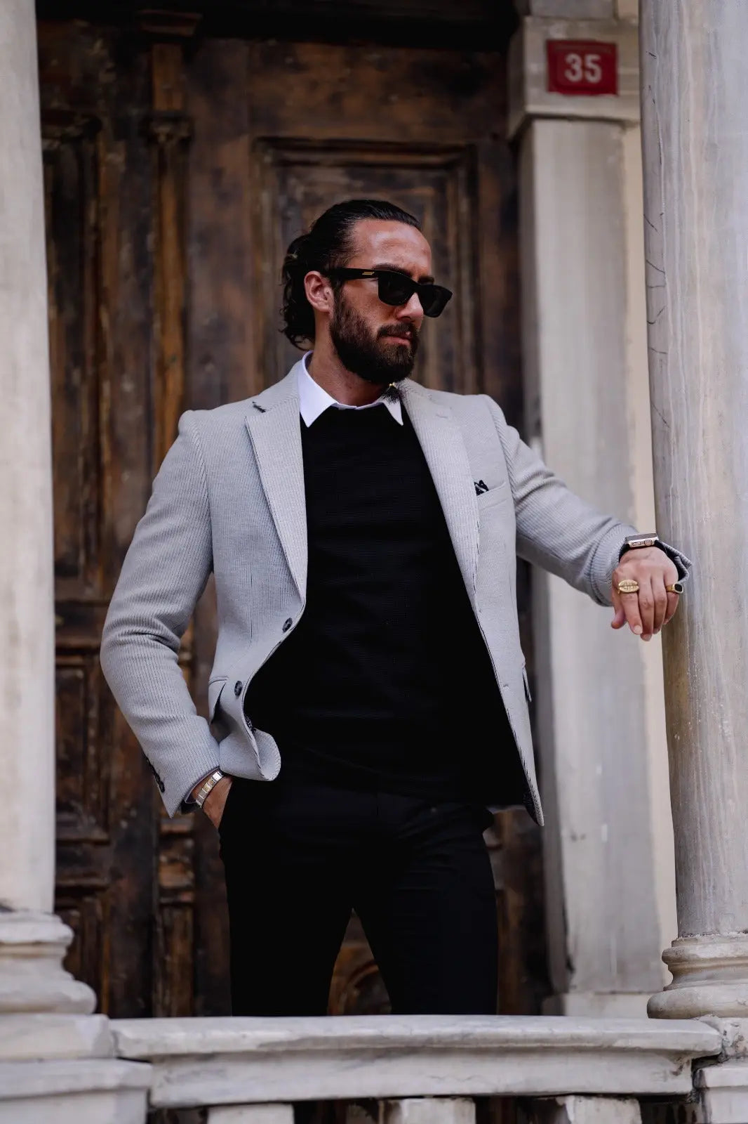 Paris Gray Slim Fit Striped Linen Blazer: The Perfect Blend of Style and Comfort - BRABION