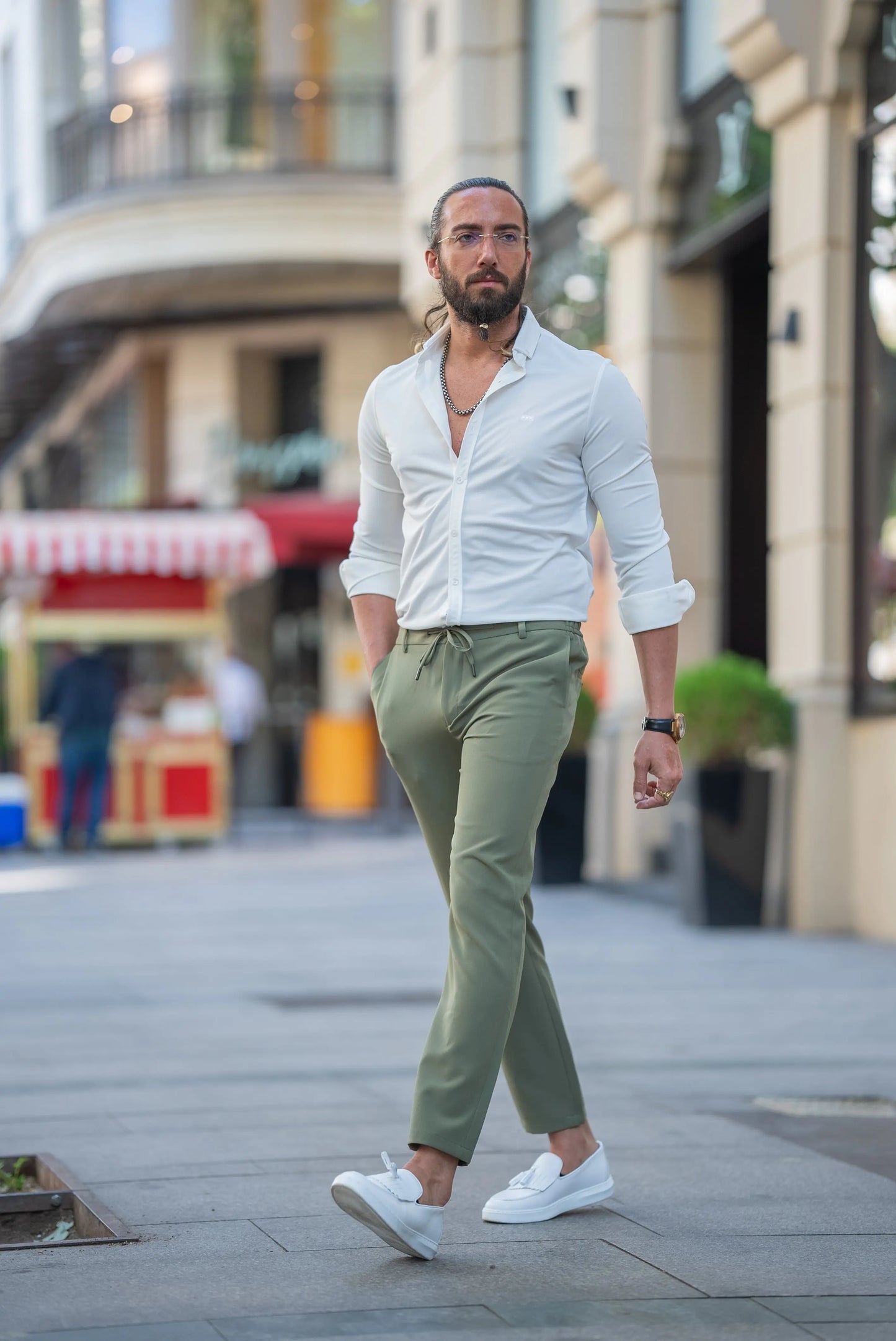 Brabion Alonso White Slim Fit Button Collar Formal Shirt - BRABION