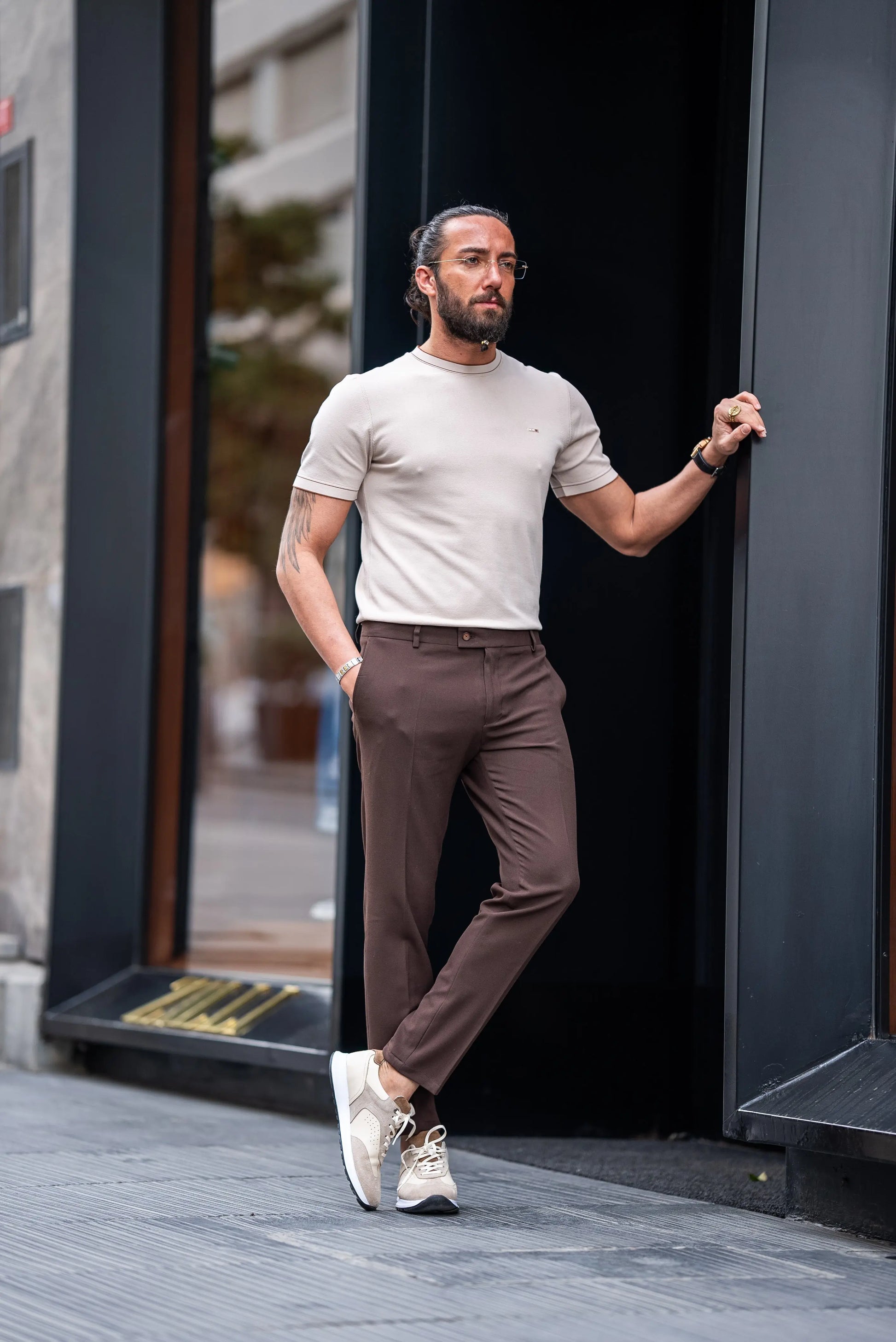 Brabion Crete Beige Slim Fit T-Shirt - BRABION