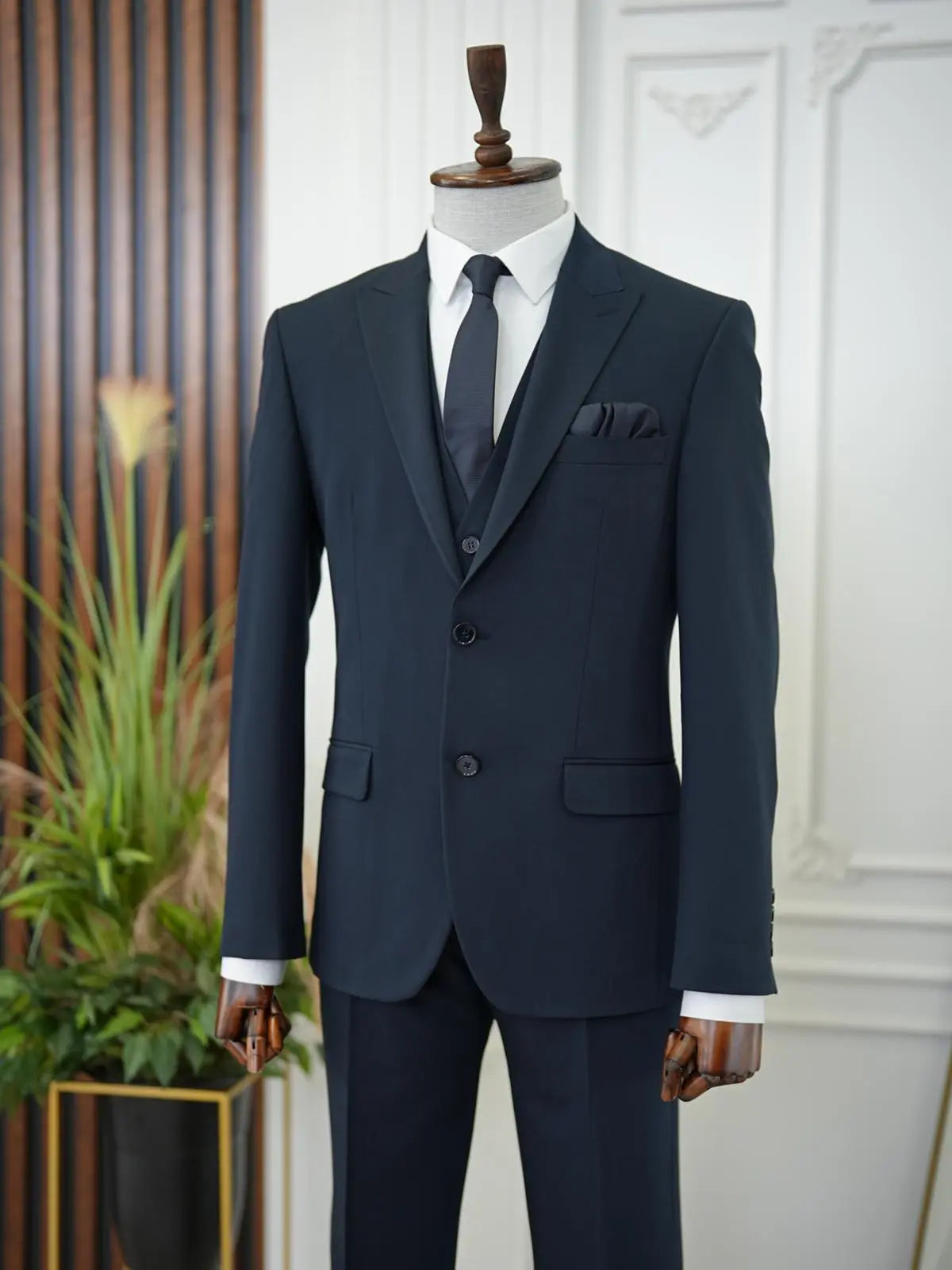 Brabion Aston Navy Blue Slim Fit 3 Piece Suit brabion