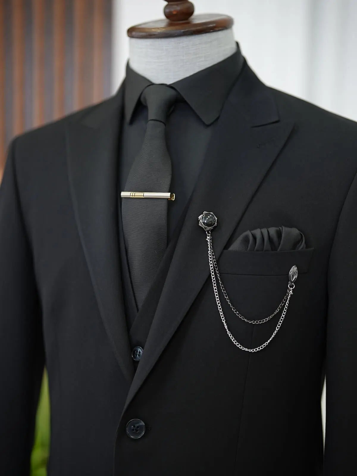 Brabion Aston Black Slim Fit 3 Piece Suit brabion