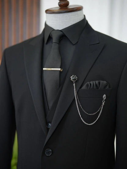 Brabion Aston Black Slim Fit 3 Piece Suit brabion