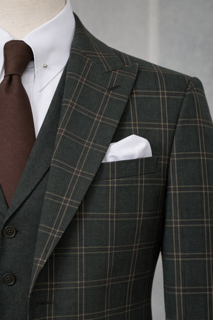 Green Plaid Slim-Fit Suit 3-Piece VIOSSI