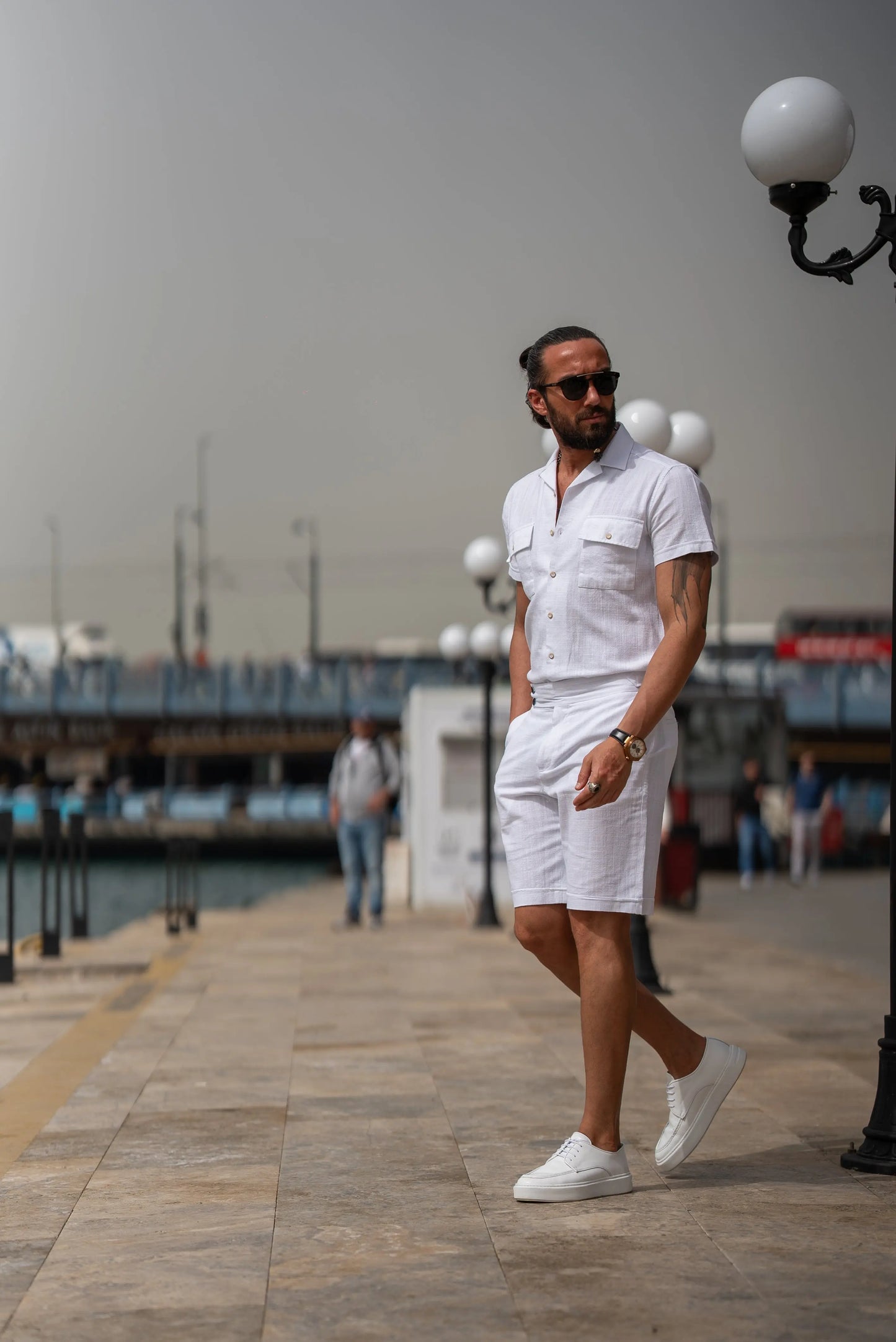 Brabion Maison White Slim Fit Textured Cotton Shirt - BRABION