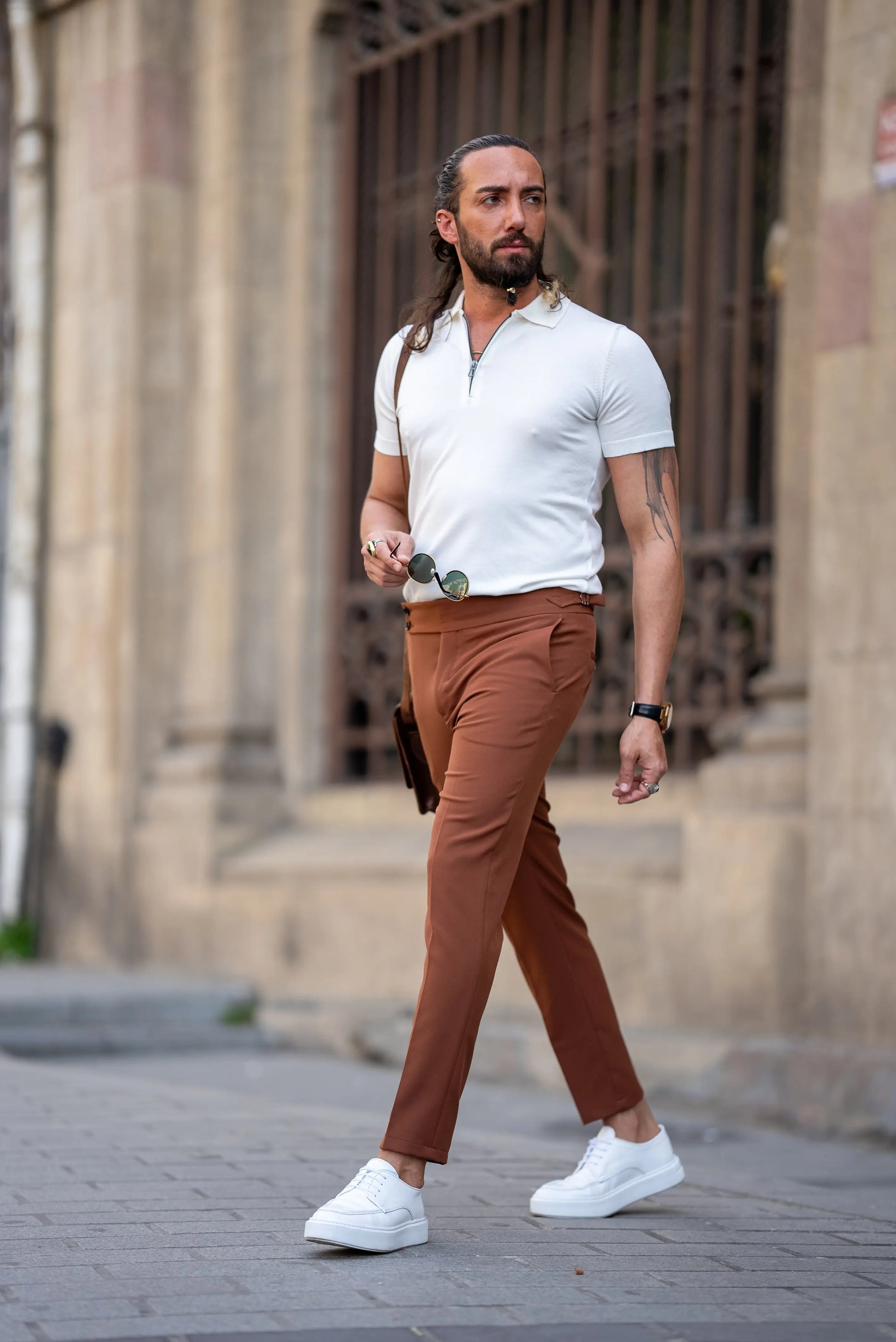 Brabion Tauris White Slim Fit Zippers Polo Shirt: The Epitome of Versatile Style - BRABION