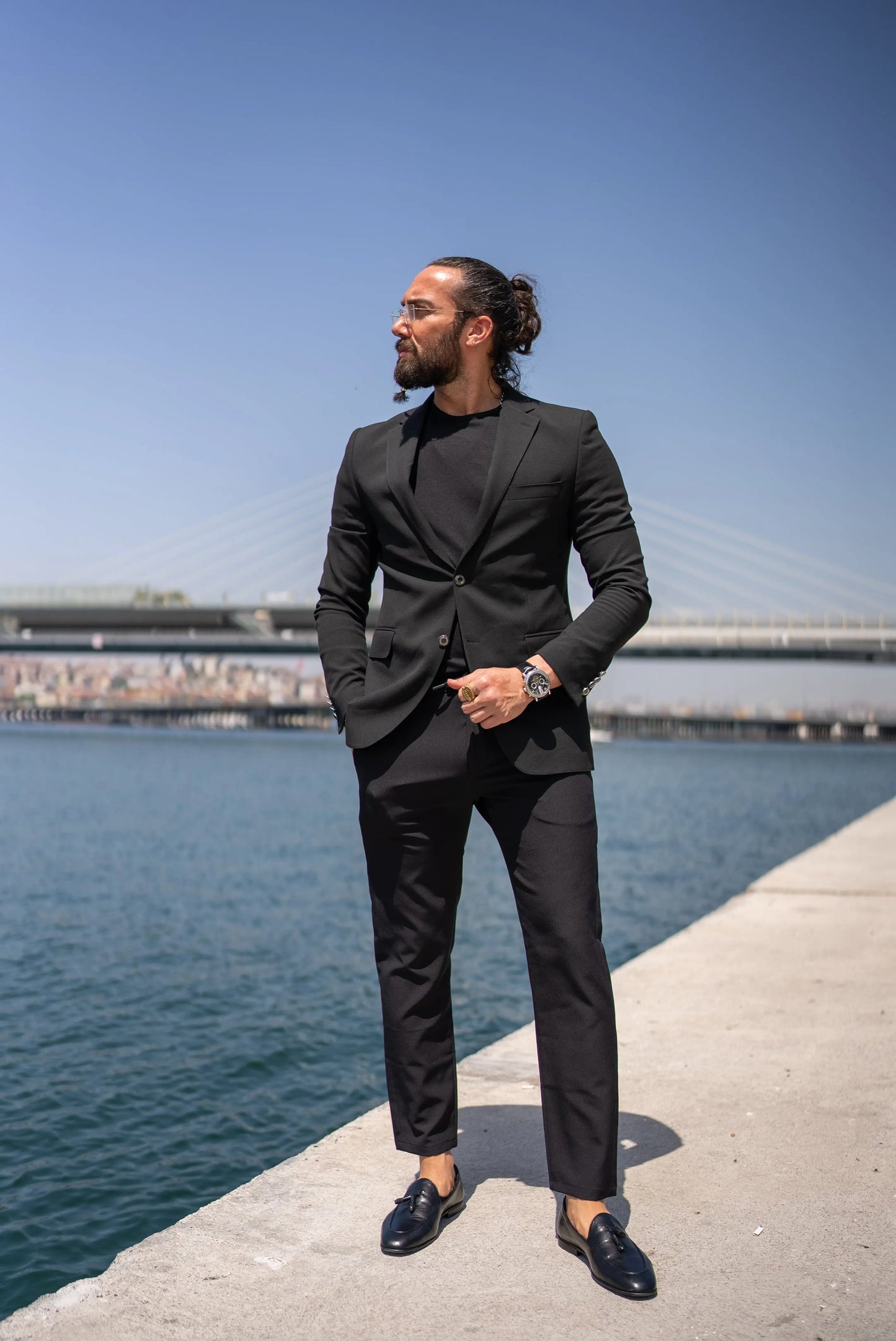 Brabion Massimo Black Slim Fit Notch Lapel Blazer - BRABION
