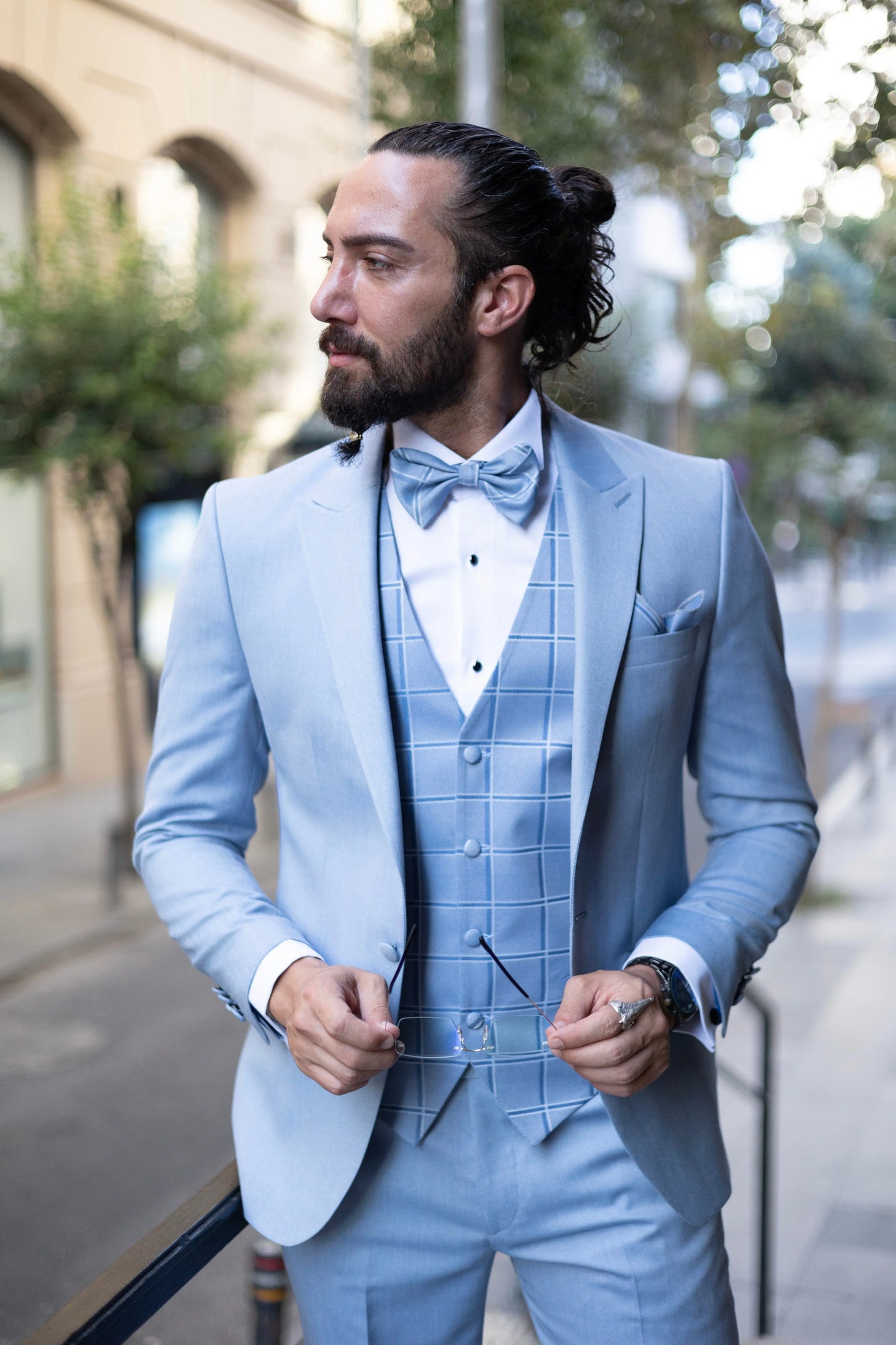 Brabion Amadeo Blue Slim Fit Peak Lapel Tuxedo - BRABION