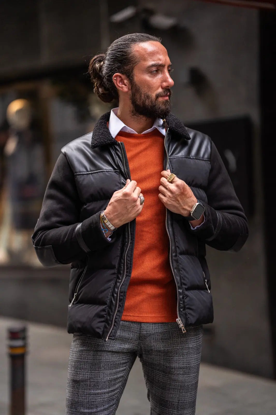 Paris Black Slim Fit Zipper Wool Coat - BRABION