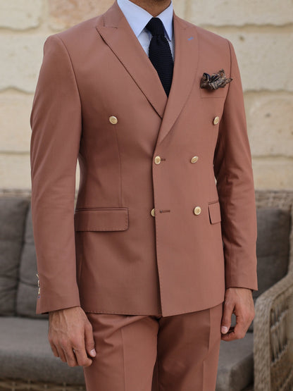 Brown Double Breasted Suit 2-Piece VIOSSI