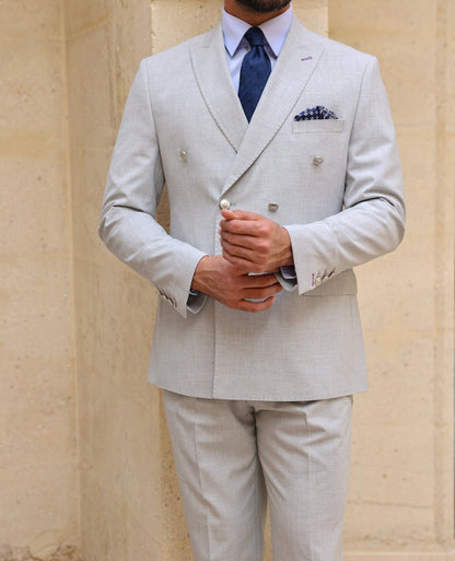 Grey Double Breasted Suit 2-Piece VIOSSI