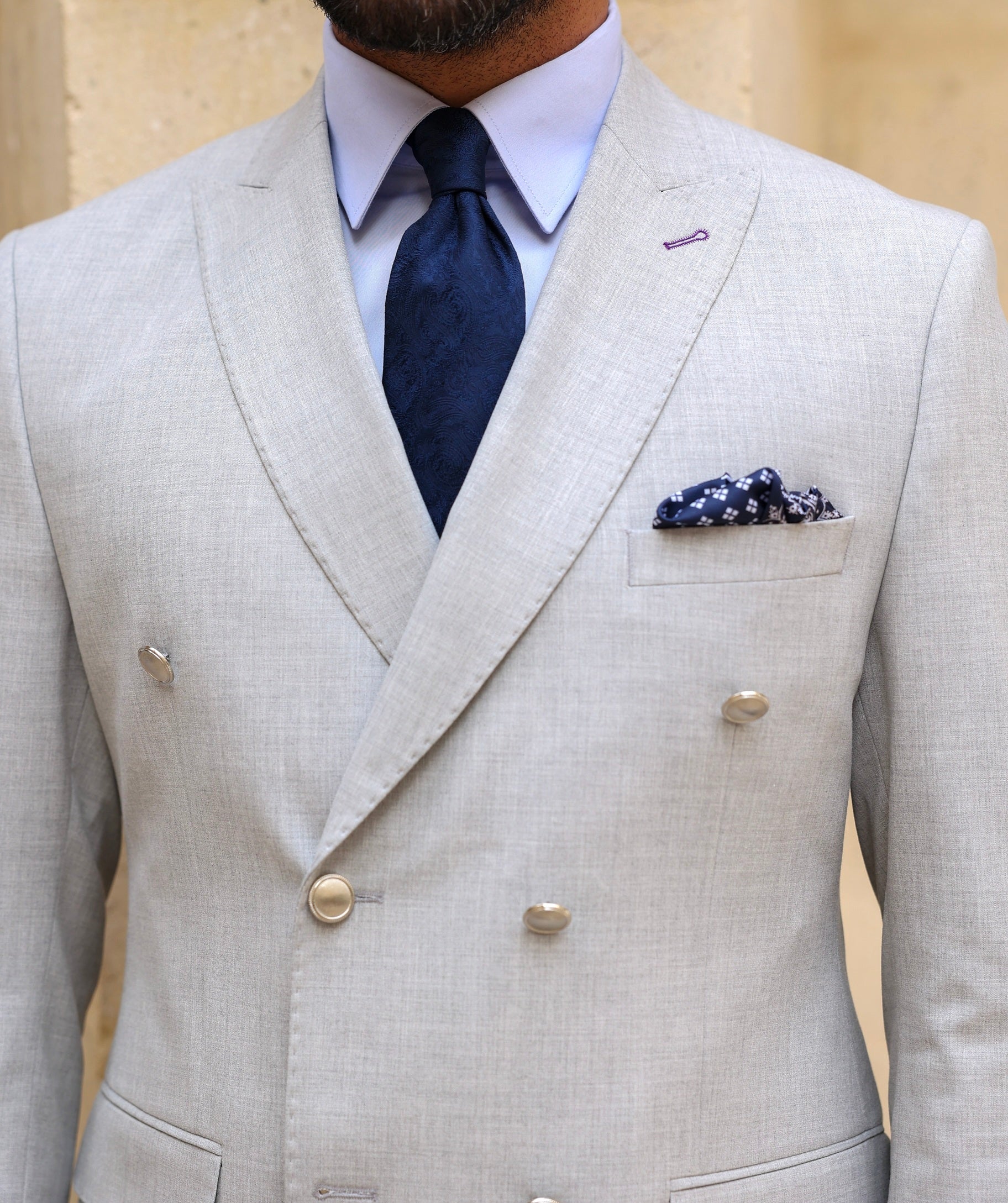 Grey Double Breasted Suit 2-Piece VIOSSI