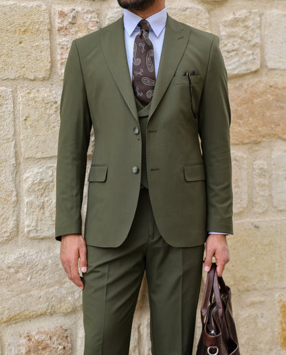 Khaki Modern-Fit Suit 3-Piece VIOSSI
