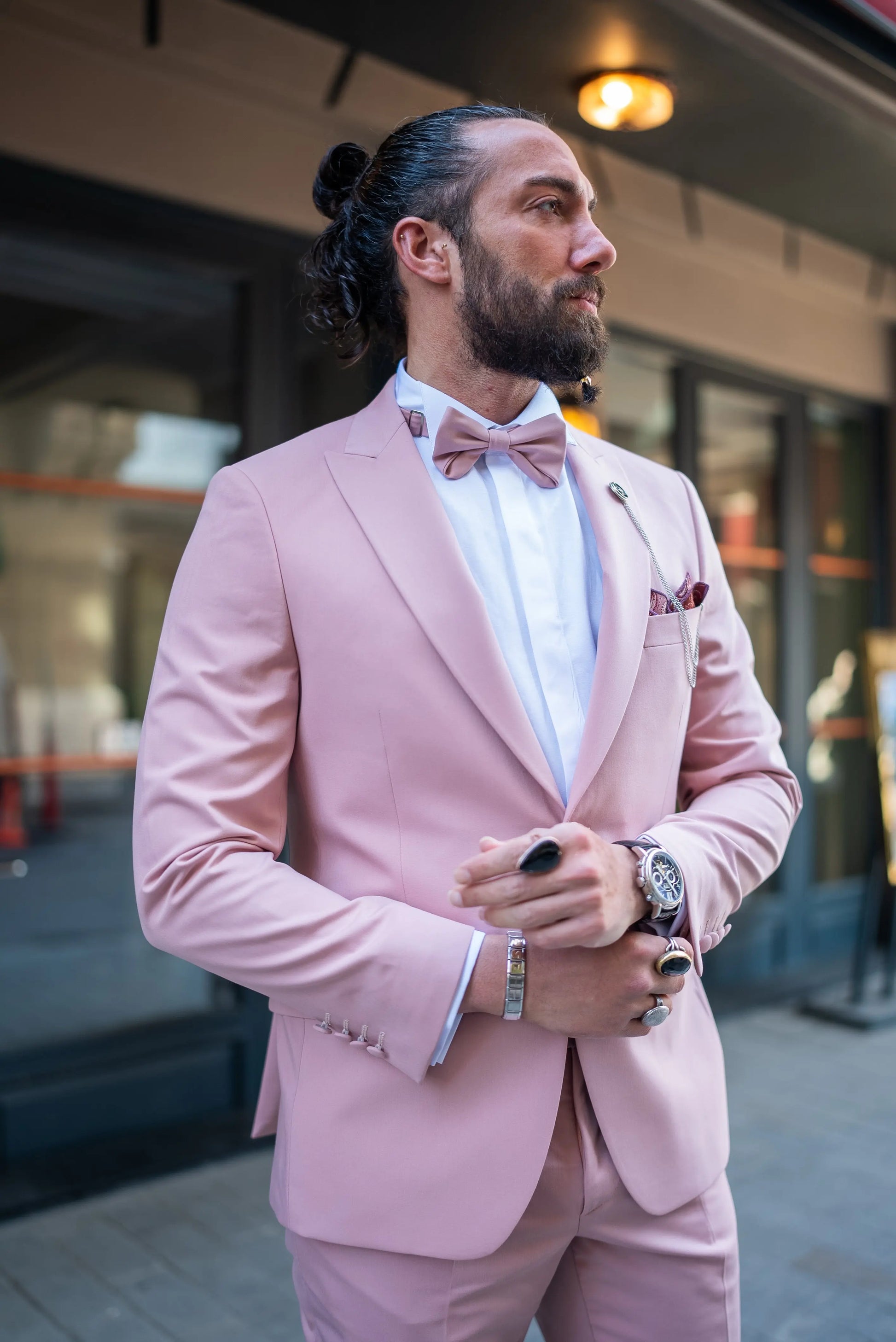 Brabion Massimo Pink Slim Fit Peak Lapel Tuxedo - BRABION