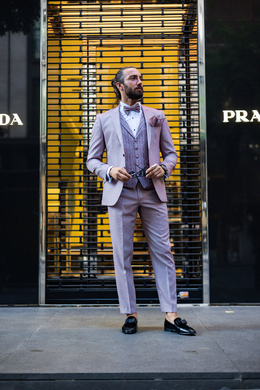 Brabion Amadeo Pink Slim Fit Peak Lapel Tuxedo – Elevate Your Formal Style - BRABION