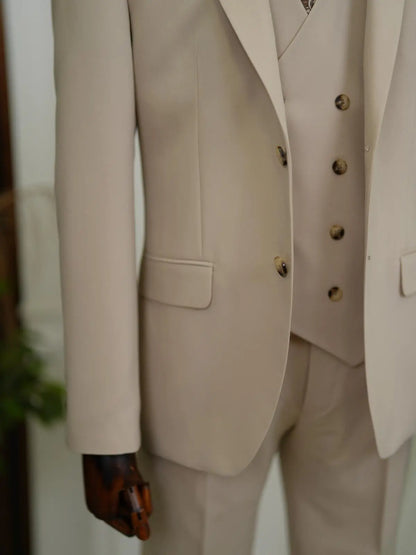 Brabion Aston Cream Slim Fit 3 Piece Suit brabion