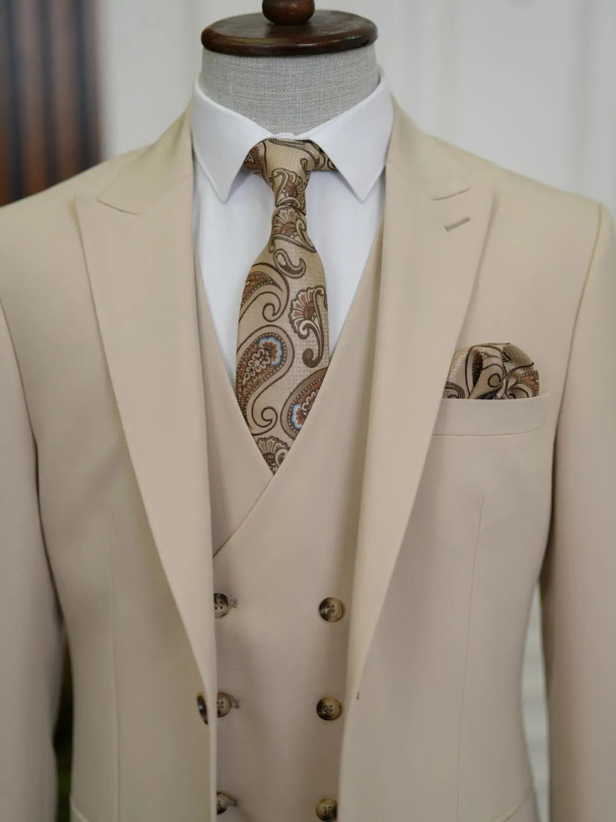 Brabion Aston Cream Slim Fit 3 Piece Suit brabion