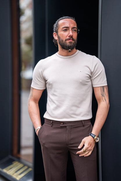 Brabion Crete Beige Slim Fit T-Shirt - BRABION