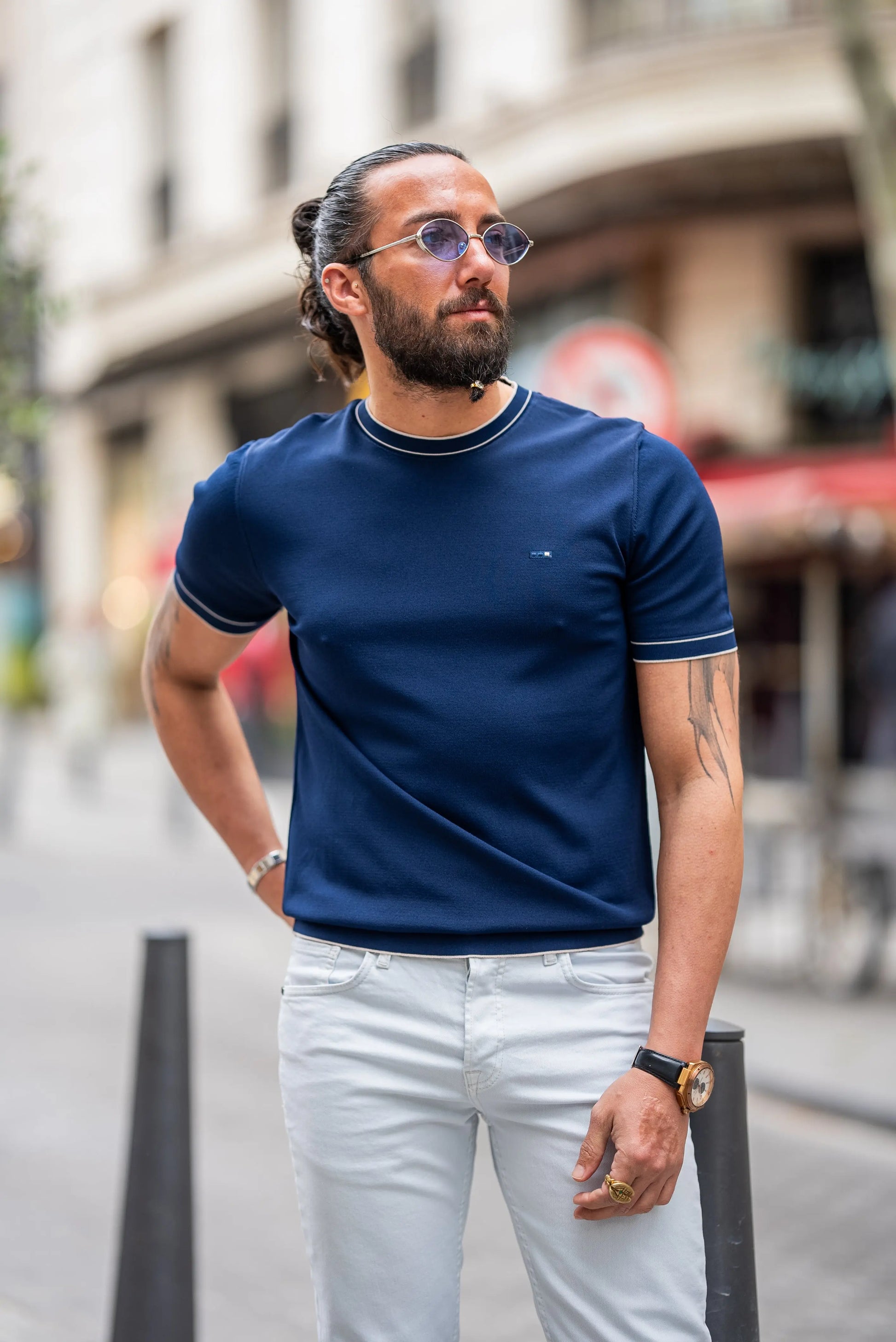 Brabion Crete Navy Blue Slim Fit T-Shirt - BRABION